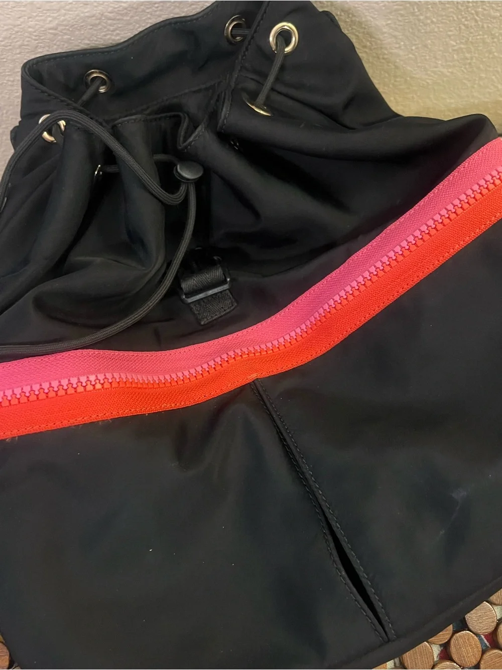 Kate Spade Clark Court Matty Backpack Nylon Black Pink Red Stripe